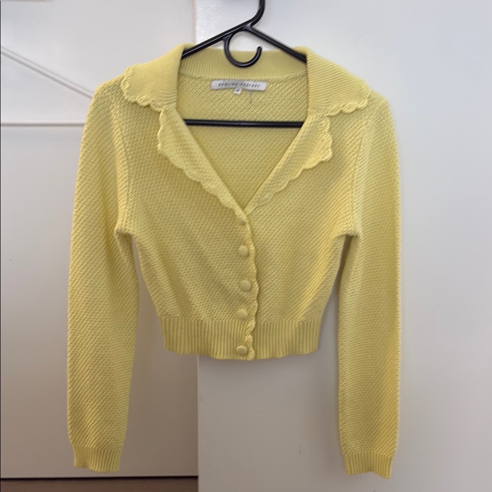 English Factory Light Yellow Cardigan Sweater